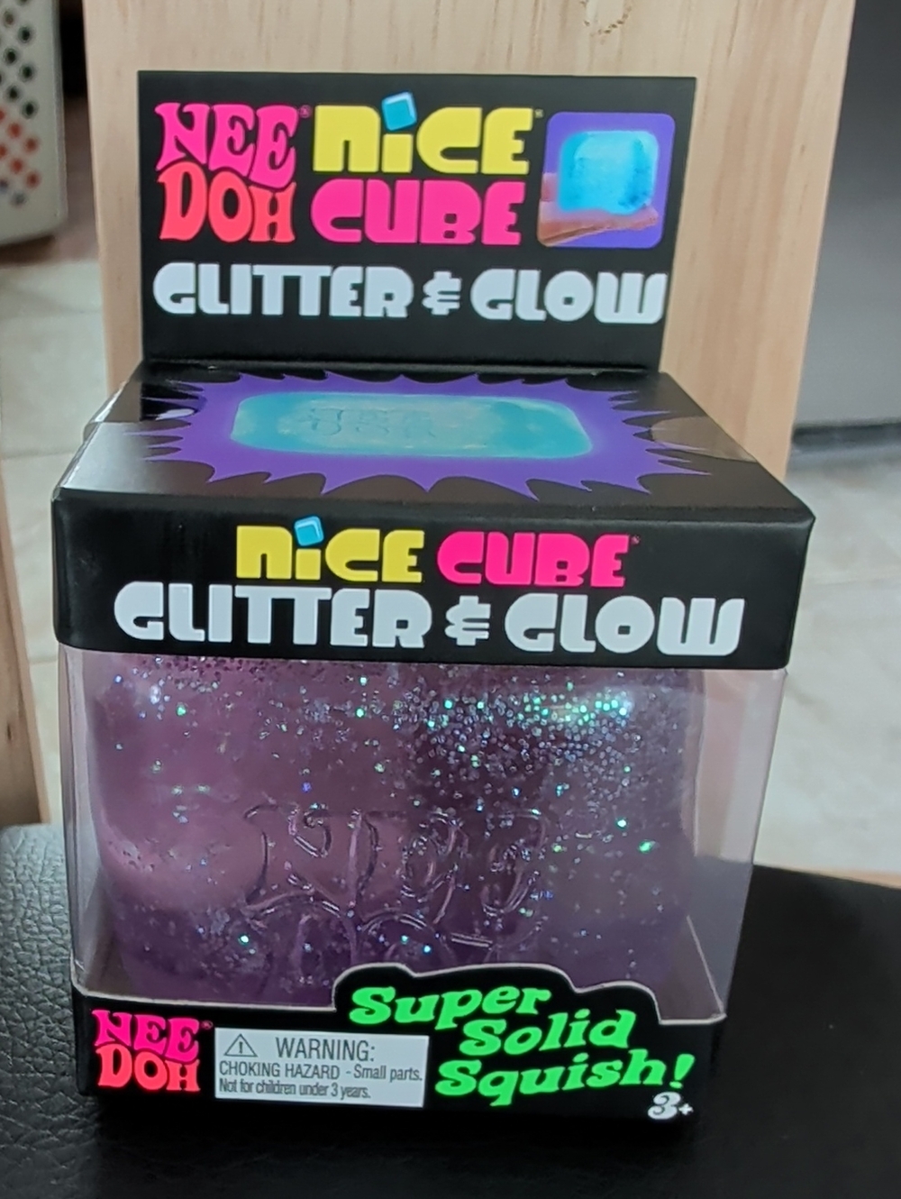 Nee Doh "Glitter & Glow" Purple Nice Cube NWT